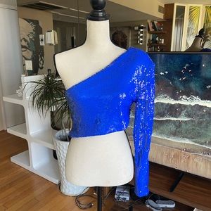 Zara blue crop top shirt